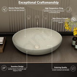 Plantex Table Top Wash Basin for Bathroom/Designer Ceramic Basin/Countertop Vessel Sink Basin/Wash Basin Over Counter for Home/Office (Beige - 20.5 x 15.5 x 5 Inch)