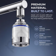 Plantex Tap Water Filter for Kitchen & Bathroom Faucet/Faucet Mounted Water Filter with Replaceable Cartridge/ABS Plastic Compact Tap Filter for Home - Chrome & White