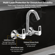 Plantex Sink Cock for Kitchen Sink/360 Degree Rotating with Foam Flow/Hot & Cold Sink Mixer/Wall Mount Swan Neck with Wall Flange and Teflon Tape - Pack of 1 (Chrome, 3223)