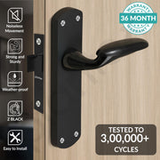 Plantex Heavy Duty Door Lock Ã¢â‚¬â€œ Bathroom Door Lock/Mortise 8inch Keyless Plate Handle Set for Home/Bathroom/Store Room/Balcony/Office with Baby Latch (8134-DC-Black & Z-Black)
