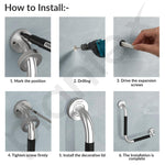 Plantex L-Shape Bathroom Handle for Senior Citizen/Grab Bar for Toilet/Wall-Mounted Safety Handle Made of 304 Grade Stainless Steel - Pack of 2 (Chrome & Black)