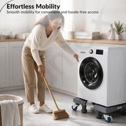 Plantex Adjustable Washing Machine Stand for Fridge/Heavy Duty Refrigerator Trolley with Lockable Wheels/8 Jack Anti-Vibration Support/180 kg Load Capacity - (Grey & Chrome)