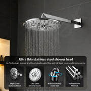 Plantex Shower Combo Set for Bathroom/Brass Single Knob Diverter/Bath Tub Spout/Shower Head For Bathroom - 8 mode/12-Inch Shower Arm - Chrome