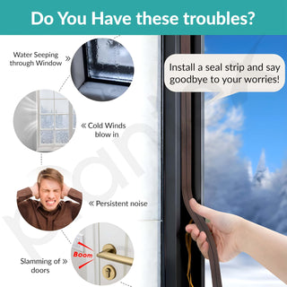 Plantex Window Seal Tape for Perimeter/Door Strip/DIY 3M Self Adhesive/Soundproof & Weatherproof Strip - Pack of 4 (E Shape, 18Feet, Brown)