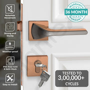 Plantex Heavy Duty Door Lock/Main Door Mortise Lock Handle/Handle Set for Home/Office - Door Accessories- (APS-PT-009- Rose Gold - Satin)