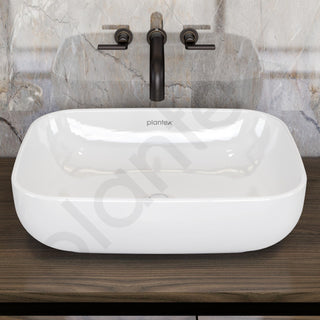 Plantex Platinum Ceramic Tabletop Rectangular Wash Basin/Washbasin for Bathroom/10 Years Glaze Warranty by Plantex/Small Wash Basin (White - 18 x 13 x 5 Inch)