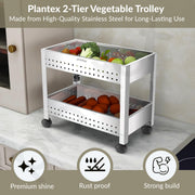 Plantex Kitchen Trolley/Vegetables Basket for Kitchen/Fruit Stand for Kitchen/Stainless Steel Vegetable Stand/Vegetable Rack for Kitchen/Trolley Stand (Silver)
