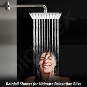 Plantex Stainless Steel Shower Head for Bathroom/8 x 8 inche Square Overhead Shower without Arm/Adjustable Bathroom Shower-(Elegance-Chrome)