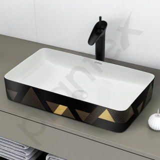 Plantex RectangularTable Top Wash Basin For Bathroom/Designer Ceramic Basin/Countertop Vessel Sink Basin - Indo-European Collection (24 x 14 x 5 Inch)