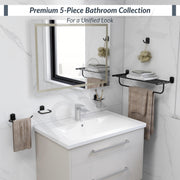 Plantex Parv 304 Grade Stainless Steel Towel Rack for Bathroom/Soap Holder/Napkin Ring/Tumbler Holder/Robe Hook/Bathroom Accessories - 5 Pcs Combo (Black)