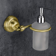 Plantex 304 Grade Stainless Steel Washroom Set of 2 - Toilet Paper Holder/Stand/Liquid Soap Dispenser - Skyllo (Brass Antique)