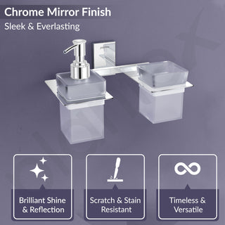 Plantex 304 Grade Stainless Steel Liquid Soap Dispenser/Tumbler Holder/Toothbrush Holder/Bathroom Accessories (Crystal - Chrome)