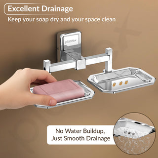Plantex Stainless Steel 304 Grade Darcy Soap Holder for Bathroom/Soap Dish/Bathroom Soap Stand/Bathroom Accessories(Chrome) - Pack of 1