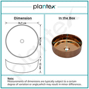 Plantex Ceramic Round Wash Basin /Designer Table Top Washbasin/Countertop Wash Basin for bathroom/Home/Office (Rose Gold-14x14x5 Inch)