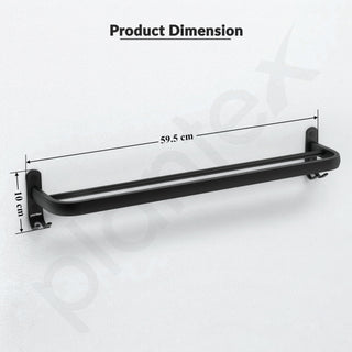 Plantex Aluminium Dual Towel Rod for Bathroom/Towel Hanger/Cloth Hanger for Bathroom with Hooks/Bathroom Accessories (Black) 24 Inch