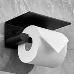 Plantex Space Aluminium Toilet Paper Holder with Mobile Stand/Tissue Paper Roll Holder/Toilet Roll Holder for Bathroom Accessories (Black)