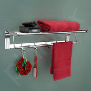 Plantex Stainless Steel Folding Towel Rack/Towel Stand for Bathroom/Towel Hanger/Bathroom Accessories (24-inch) Chrome