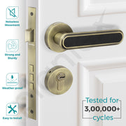 Plantex Triple Security Door Lock for Home/Main Door Lock Set with 3 Years of Warranty/Mortise Lock for Door with Brass Lock Body & Cylinder (34 -Brass Antique & Black)