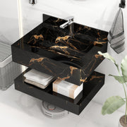 Plantex Floating Vanity/Slab Tile Vanity with Washbasin for Bathroom/Wall Mount Cabinet with Basin - 24 x 18 inch (ED-Black-Marble Finish)