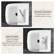 Plantex Platinum Ceramic Wash Basin/Basin for Bathroom/Tabletop Wash Basin/ Bathroom Basin (White, 16 x 16 x 5 Inch)