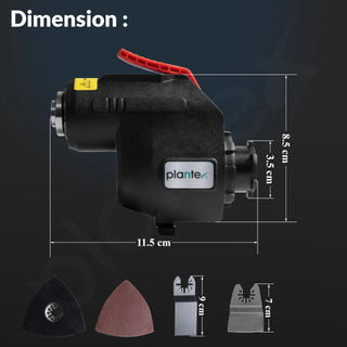 Plantex Multi-Purpose Treasure Oscillating Tool – 0-21000 IPM Variable Speed, 3° Swing Angle – Powerful for Cutting, Sanding, Scraping & Grinding - Black (Mainframe, Battery & Charger Not Included)