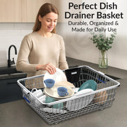 Plantex Heavy-Duty Stainless-Steel Dish Drainer Basket for Kitchen Utensils/Dish Drying Rack/Plate Stand/Bartan Basket (Large Size-64x47x20cm)