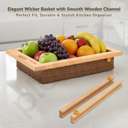Plantex PVC Wicker Basket for Modular Kitchen/Wicker Basket for Storage/Pull Out Drawers for Kitchen Cabinets- Pack of 1 (20 x 16.5 x 4 inch)