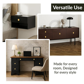 Plantex Knobs for Drawers/Drawer Knobs/Round Knob for Cabinets/Pull-Push Knob for Kitchen/Bedroom/Drawer - Pack of 6 (SH-433, Gold & Gold Matt)