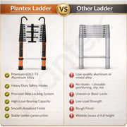 Plantex 10.5 feet (3.2m) Telescopic Ladder/Durable Steps/Collapsible Ladder for Home or Outdoor Work/Aluminium Telescopic Ladder - (Orange)