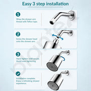 Plantex ABS Round Head Shower/4 Inch Overhead Rain Shower for Home/Hotel/Adjustable Shower Head for Bathroom - Pack of 1 (Chrome, 9013)
