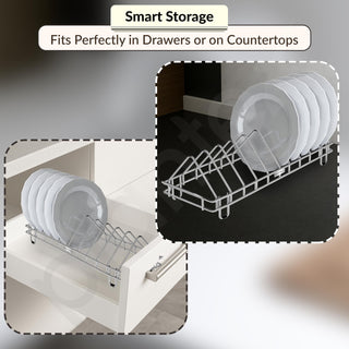 Plantex Stainless Steel Dish Rack/Thali Stand/Plate Fixer/Plate Stand/Tandem Box Accessories (Chrome)