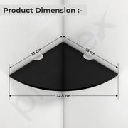 Plantex Glass Corner Shelf For Bathroom/Living Room/Kitchen Corner Shelf, Wall Mount/Glass Shelf for Bathroom Wall (9x9 Inches, Black, Pack of 3)