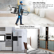 Plantex 3 Step Ladder for Home - Foldable Steel 3 Step Ladder-Wide Anti Skid Steps - Space-Saving (Grey & White)