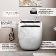 Plantex Platinum One Piece Commode for Toilet/Rim Siphonic Western Toilet/S Trap WC for Bathroom Commode with Soft Close Seat Cover- (White and Black)