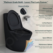 Plantex Imported Ceramic Western Commode/Rim Siphonic One Piece Western Toilet/Floor Mounted Commode for Toilet Seat Cover - S Trap (Matt Black)