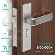 Plantex Heavy-Duty Door Lock Set - Main Door Lock Handle Set/ 6-Lever Lock Mechanism with 3 Years of Warranty/Mortise Lock with 3 Keys, Brass Lockbody & Cylinder(8112 - Satin White & Satin Black)