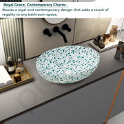 Plantex Table Top Wash Basin for Bathroom/Designer Ceramic Basin/Countertop Vessel Sink for Home/Office (Marble White - 20 x 15 x 5.5 Inch)