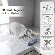Plantex Stainless Steel Dish Rack/Thali Stand/Plate Stand for Modular Kitchen/Tandem Box Accessories - Pack of 1 (Chrome Finish)