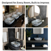 Plantex Ceramic Tabletop Basin/Wash Basin for Bathroom/Bathroom Sink/Grey Marble Washbasin for Restaurant, Hotel (18 x 13 x 5.5 Inch)