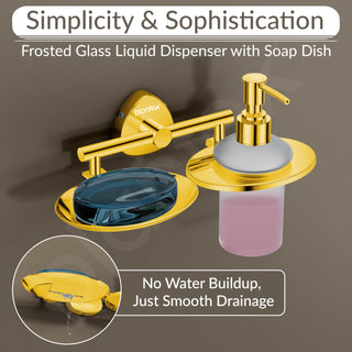 Plantex J4 Stainless Steel Soap Dish with Liquid Dispenser/Soap Stand for Bathroom Wall Mount/Shampoo Dispenser/Bathroom Accessories (PVD Gold Finish) Angel