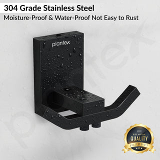 Plantex 304 Grade Stainless Steel Robe Hook/Cloth Towel Hanger/Door Hanger Hook/Bathroom Accessories - Pack of 1 (Crystal, Black)