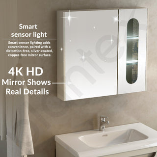 Plantex Unbreakable Wall Mount Wash Basin with Cabinet Full Set/Plywood Bathroom Vanity with Mirror, Coupling & Cabinet Motion Sensor Light (NZBC-35)