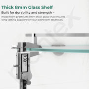 Plantex Premium Glass Corner Shelf for Bathroom/Bathroom Corner Shelf/Kitchen Glass Shelf/Wall Mounted Shelf with Brass Railings and Wall Brackets (9x9 Inches-Pack of 2 - Frosted)