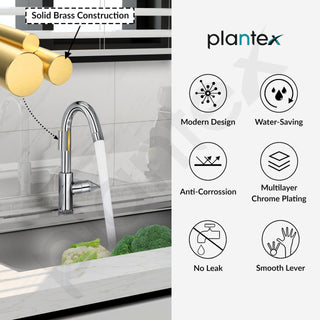 Plantex PAC-1812 Kitchen Sink Tap with Water Efficient Tap Aerator/Wall Mount Sink Tap for Kitchen Basin with 360° Swivel Spout (Chrome)