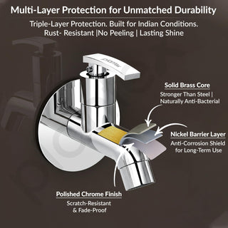 Plantex Pure Brass COL-1001 Water Tap for Bathroom with Water-Saving Technology Taps with Wall Mount Bib Tap/Basin Tap for Home- 7 Year Warranty (Chrome Finish)