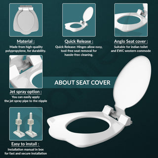Plantex Anglo Toilet Seat Cover/Indian Toilet Seat/Polypropylene Seat - Pack of 1 (White)
