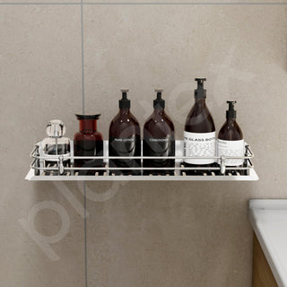 Plantex Bathroom Wall Shelf/Stainless Steel Bathroom Shelf for Wall with Railings/Bathroom Accessories Holder (15 inches, Chrome)