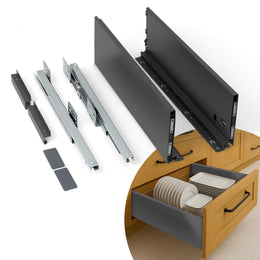 Plantex Tandem Box Drawer for Kitchen/Soft Close Tandem Box for Modular Kitchen/Tandem Basket/Load Capacity Upto 45 Kg - Grey (20 x 8 inch)