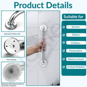 Plantex 14 Inch Grab Bar for Toilet/Bathroom Handle for Senior Citizen/Heavy-Duty Stainless Steel Support Bar/Bathroom Accessories (Chrome)