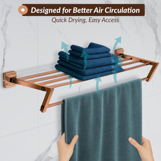 Plantex 304 Grade Stainless Steel Towel Rack/Towel Holder in Bathroom/Towel Hanger/Stand/Bathroom Accessories Set - Decan (Rose Gold)